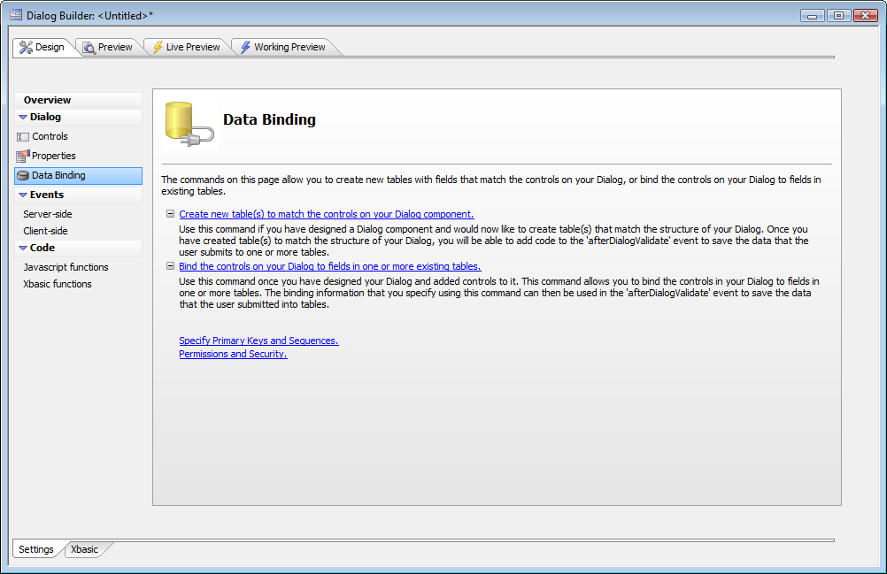 Dialog Data Binding